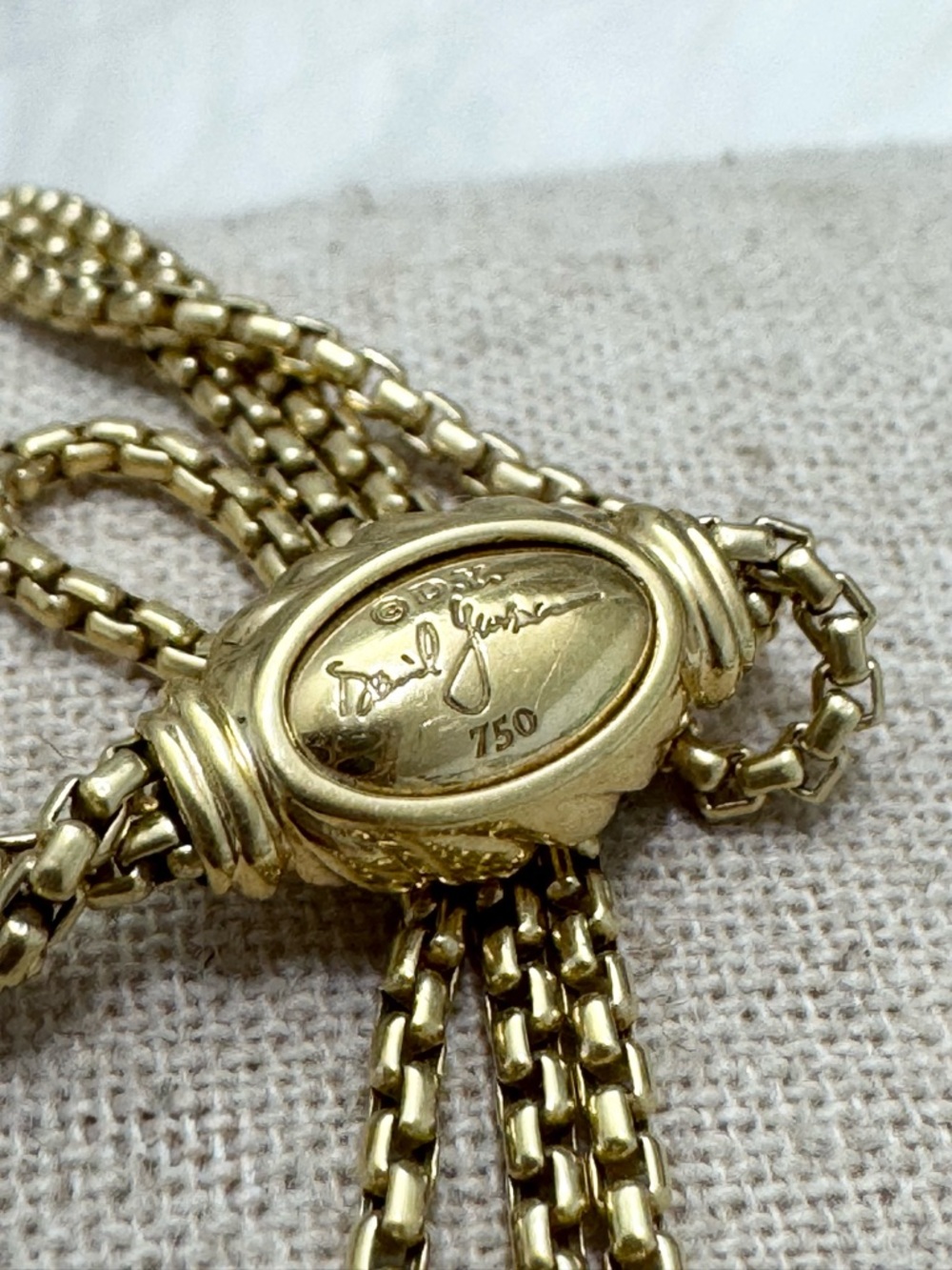 David Yurman 18K Gold Diamond Large Crossover Circle Adjustable Necklace - Picture 9 of 10